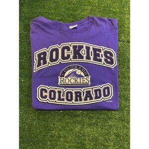 Vintage Colorado Rockies shirt mens 2XL purple Y2K baseball mlb short sleeve 37